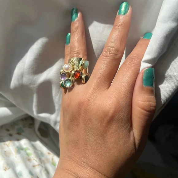 Firona Natural Stones Multicolor Fringe Ring - Picture 16 of 17